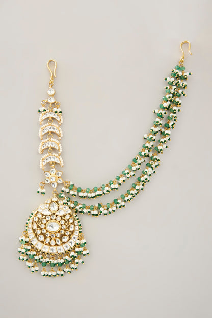 Gold Plated Jadau kundan Polki & Natural Gemstone Chandbali Earrings