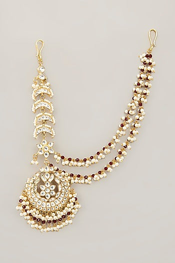 Gold Plated Jadau kundan Polki & Natural Gemstone Chandbali Earrings