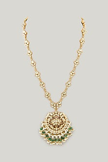 Gold Plated Jadau Kundan Polki & Natural Gemstone Long Necklace