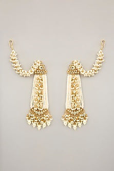 Gold Plated Jadau Kundan Polki & Natural Gemstone Dangler Earrings
