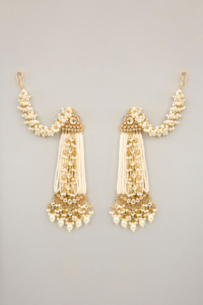 Gold Plated Jadau Kundan Polki & Natural Gemstone Dangler Earrings