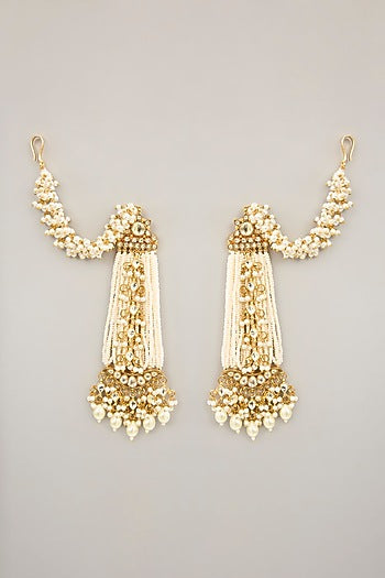 Gold Plated Jadau Kundan Polki & Natural Gemstone Dangler Earrings
