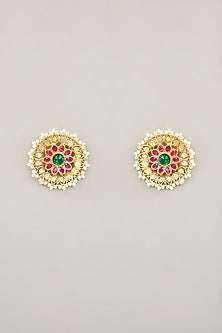 Gold Plated Jadau Kundan Polki & Natural Gemstone Choker Necklace Set