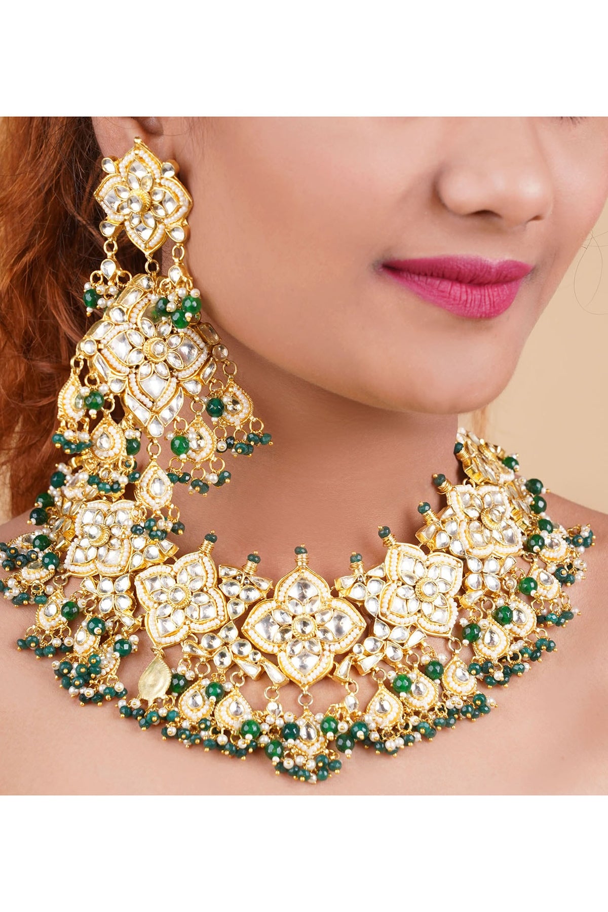Gold Plated Natural & Semi Precious Stones Necklace Set