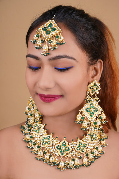 Gold Plated Necklace Set With Natural & Semi Precious Stones