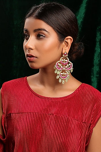 Gold Plated Kundan Polki Earrings