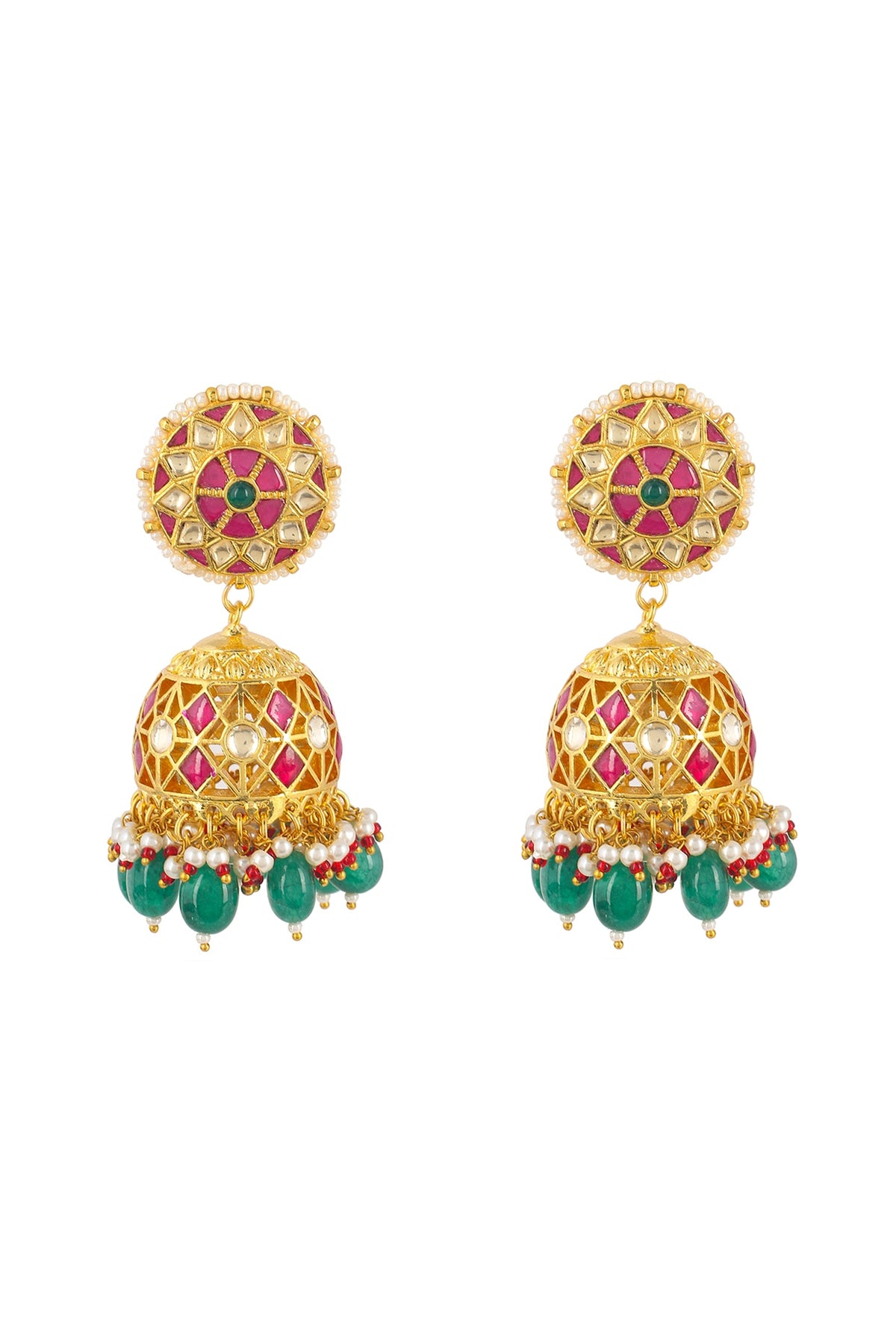 Gold Plated Natural Gemstones Earrings