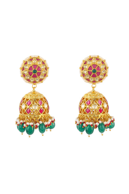 Gold Plated Natural Gemstones Earrings
