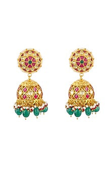 Gold Plated Natural Gemstones Earrings