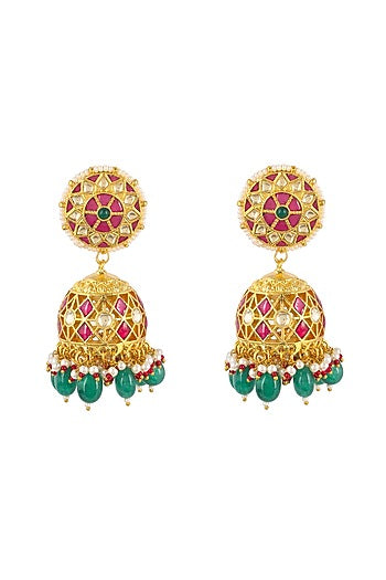 Gold Plated Natural Gemstones Earrings