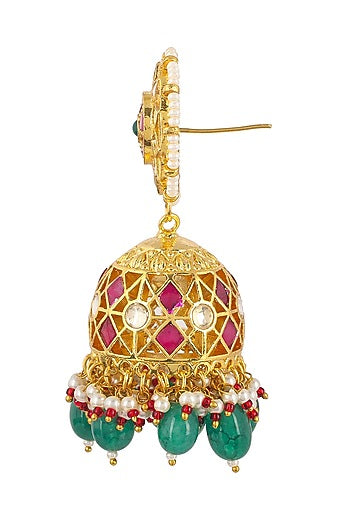 Gold Plated Natural Gemstones Earrings