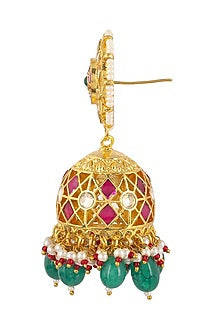 Gold Plated Natural Gemstones Earrings
