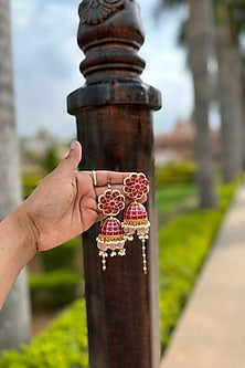 Gold Plated Kundan & Natural Stones Earrings