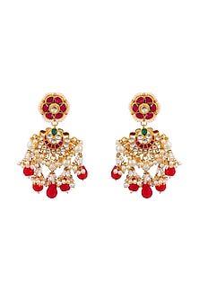 Gold Plated Kundan & Natural Gemstones Earrings