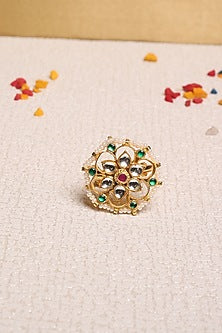 Gold Plated Natural Gemstones Ring