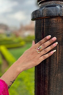 Gold Plated Semi Precious Stones Ring