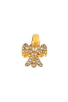 Gold Plated Kundan Polki & Natural Stones Ring