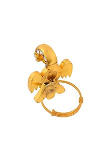 Gold Plated Kundan Polki & Natural Stones Ring