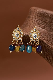Gold Plated Necklace Set With Kundan Polki