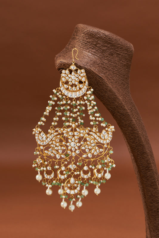 Gold Plated Pasa With Kundan Polki