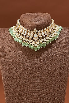 Gold Plated Necklace Set With Kundan