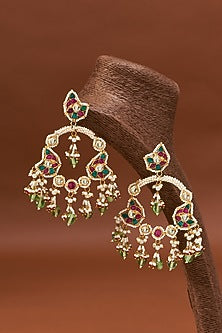 Gold Plated Kundan Hoop Earrings