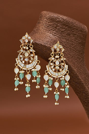 Gold Plated Mother Of Pearl Chandbali Earrings