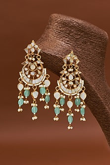 Gold Plated Mother Of Pearl Chandbali Earrings