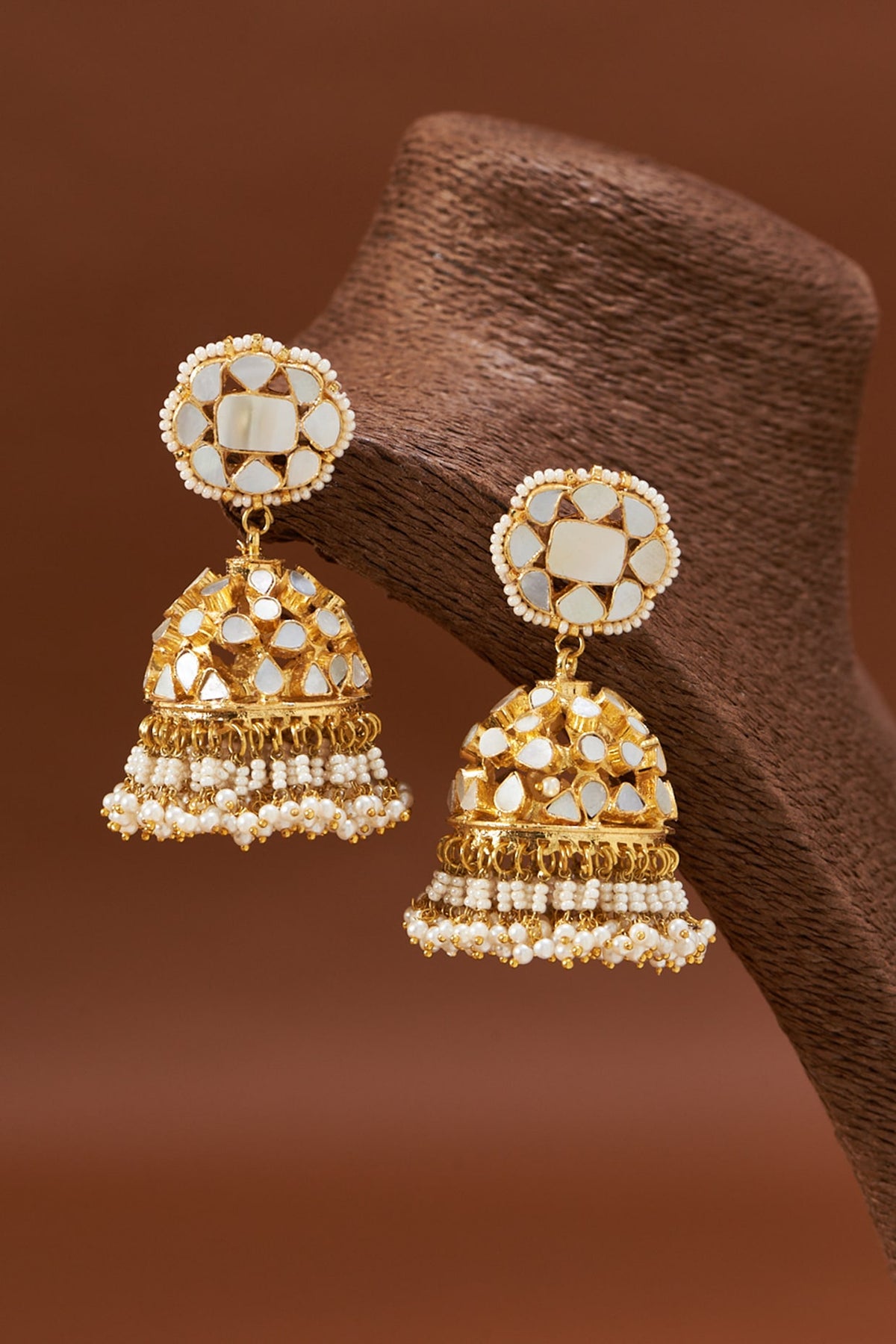 Gold Plated Dangler Earrings With Kundan
