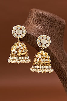 Gold Plated Dangler Earrings With Kundan