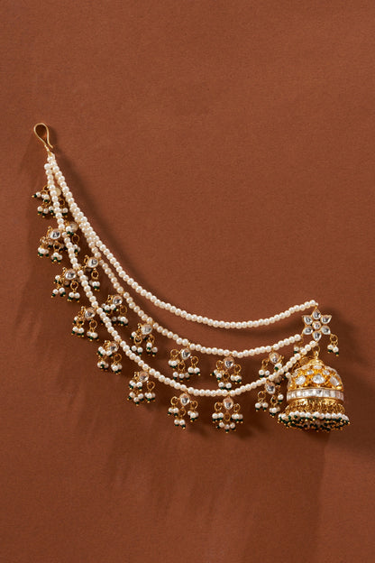 Gold Plated Dangler Earrings With Gemstones