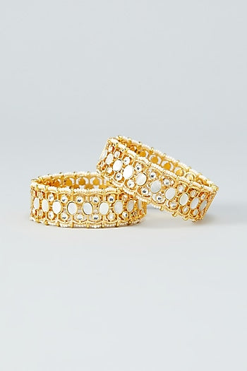 Gold Plated Kundan Bangles In Copper (Set of 2)