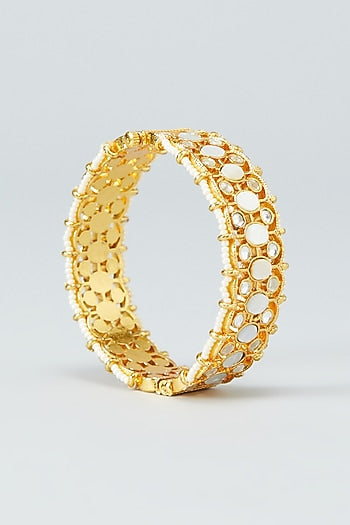 Gold Plated Kundan Bangles In Copper (Set of 2)