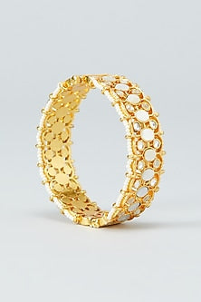 Gold Plated Kundan Bangles In Copper (Set of 2)