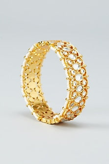 Gold Plated Kundan Bangles In Copper (Set of 2)