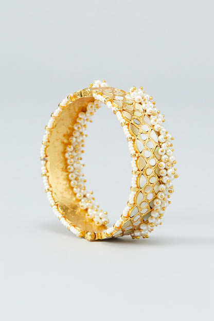 Gold Plated Kundan & Pearl Bangles (Set of 2)