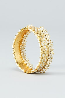 Gold Plated Kundan & Pearl Bangles (Set of 2)