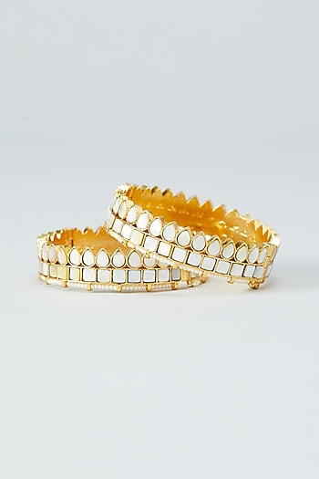 Gold Plated Mother Of Pearl Bangles (Set of 2)