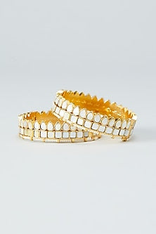 Gold Plated Mother Of Pearl Bangles (Set of 2)
