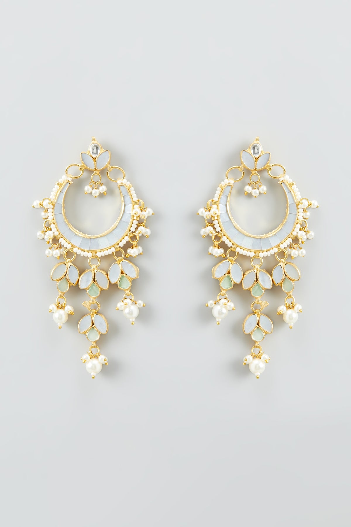 Gold Plated Dangler Earrings With Maang Tikka
