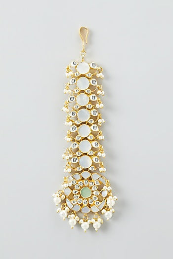 Gold Plated Dangler Earrings With Maang Tikka