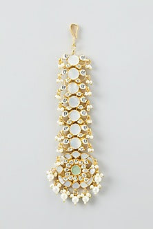 Gold Plated Dangler Earrings With Maang Tikka