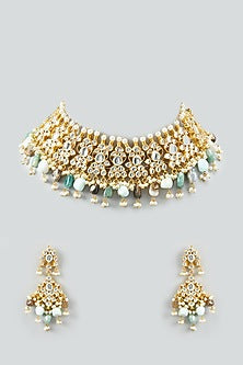 Gold Plated Semi-Precious Stones Choker Necklace Set