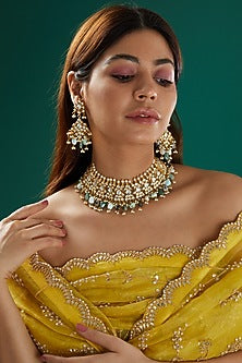 Gold Plated Semi-Precious Stones Choker Necklace Set