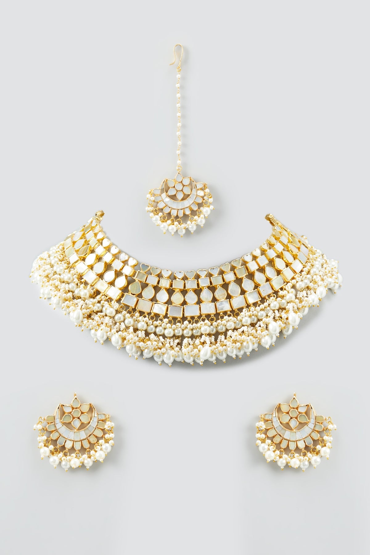Gold Plated Kundan & Pearls Necklace Set
