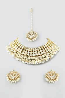 Gold Plated Kundan & Pearls Necklace Set