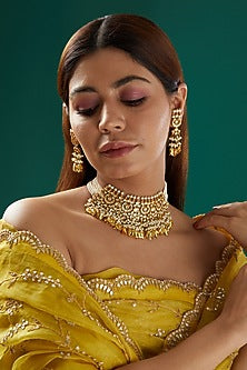 Gold Plated Kundan Choker Necklace Set