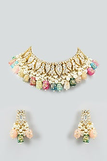 Gold Plated Semi-Precious Stones Necklace Set