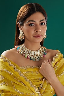 Gold Plated Semi-Precious Stones Necklace Set