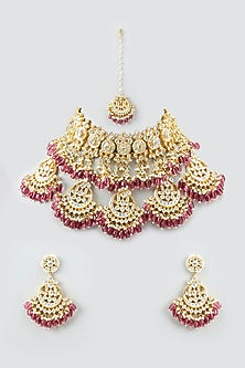 Gold Plated Semi-Precious Stones Choker Necklace Set